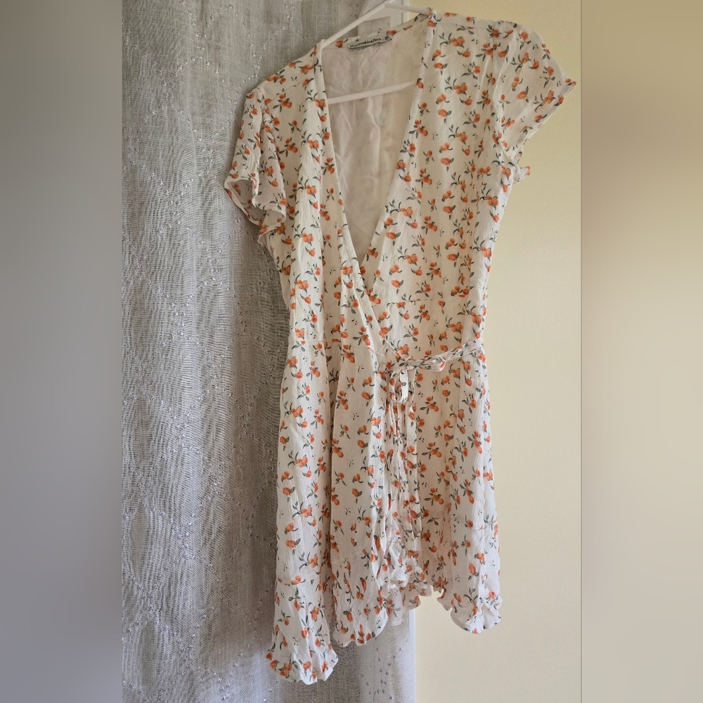 Abercrombie & Fitch Cream and Orange Floral Midi Dress